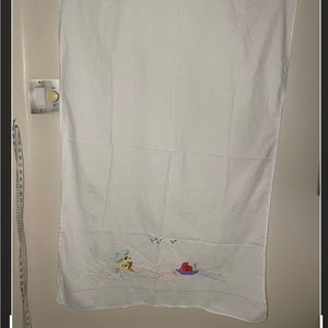 Vintage Antique Baby Crib Sheet with embroidery and appliqué Duck